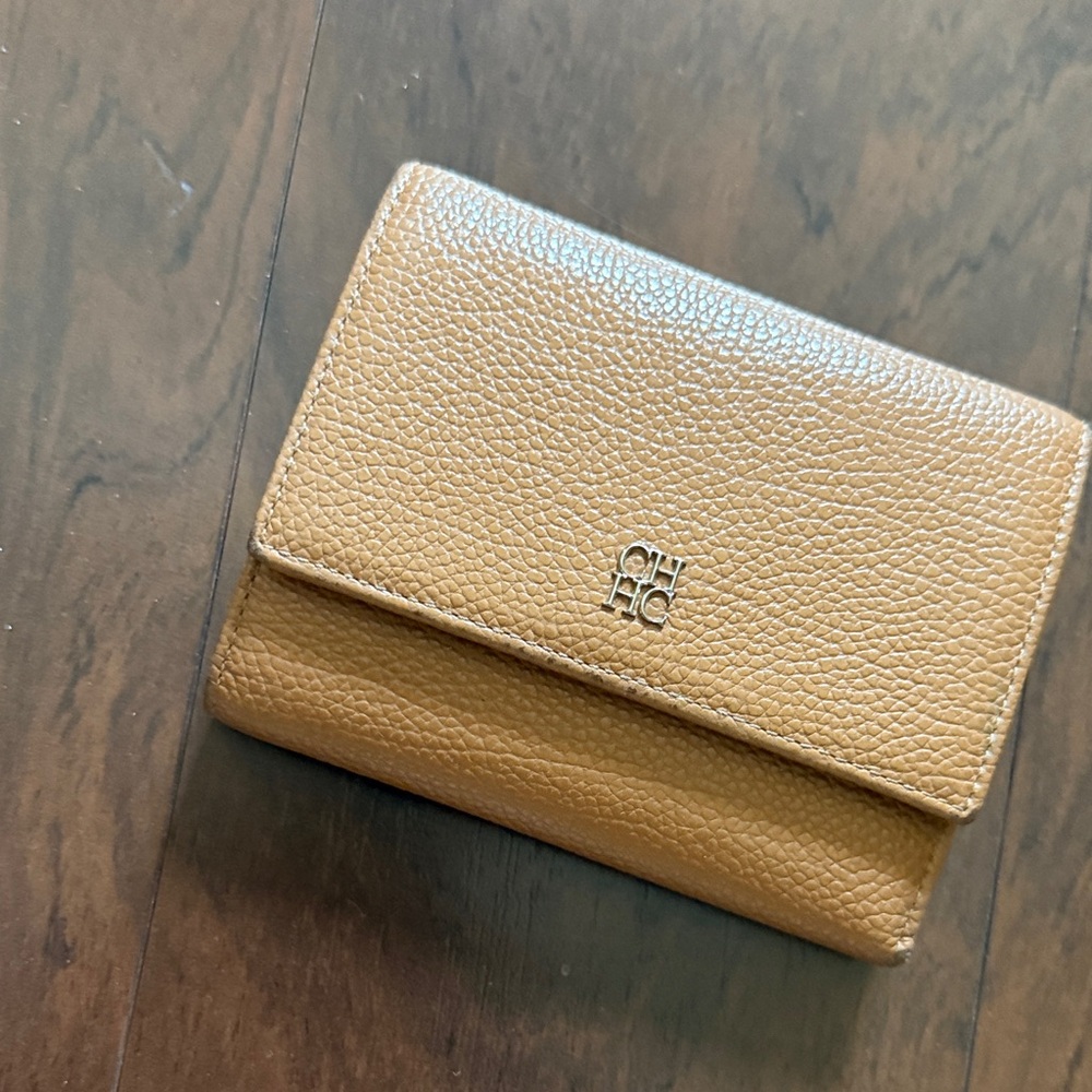 Carolina Herrera Tan Leather Wallet